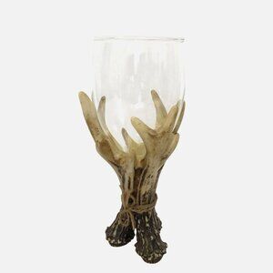 Wilcor Deer Antler Glass Rustic Lodge Cabin Faux Antler Stem Barware 7.5" DAD